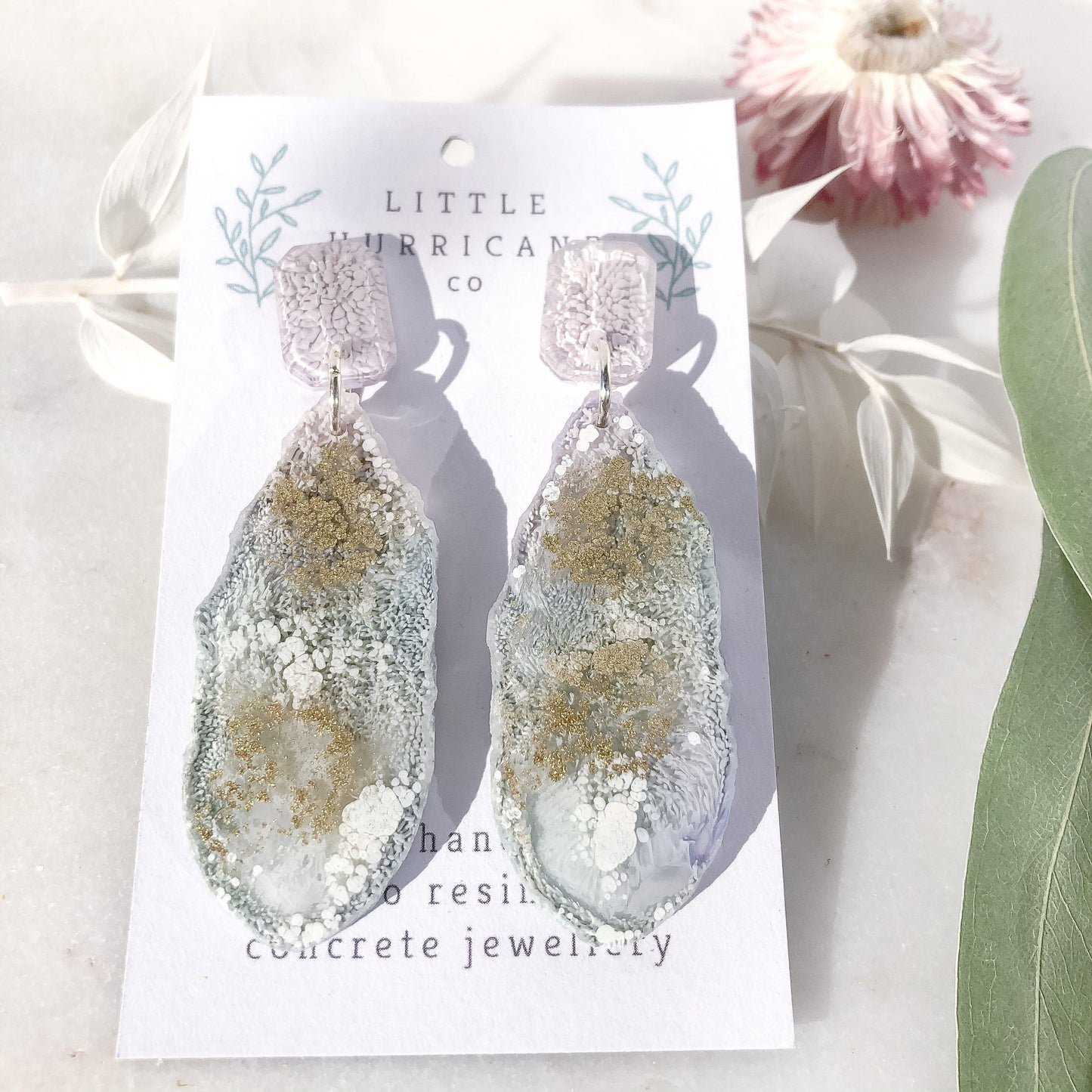 Lavender Golden Geode Dangles small - Little Hurricane Co