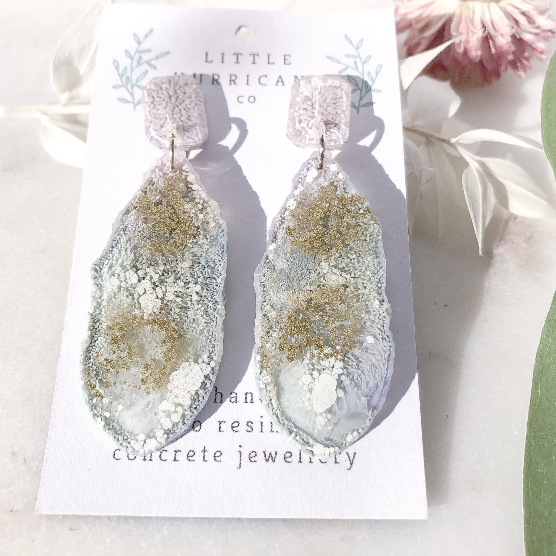 Lavender Golden Geode Dangles small - Little Hurricane Co