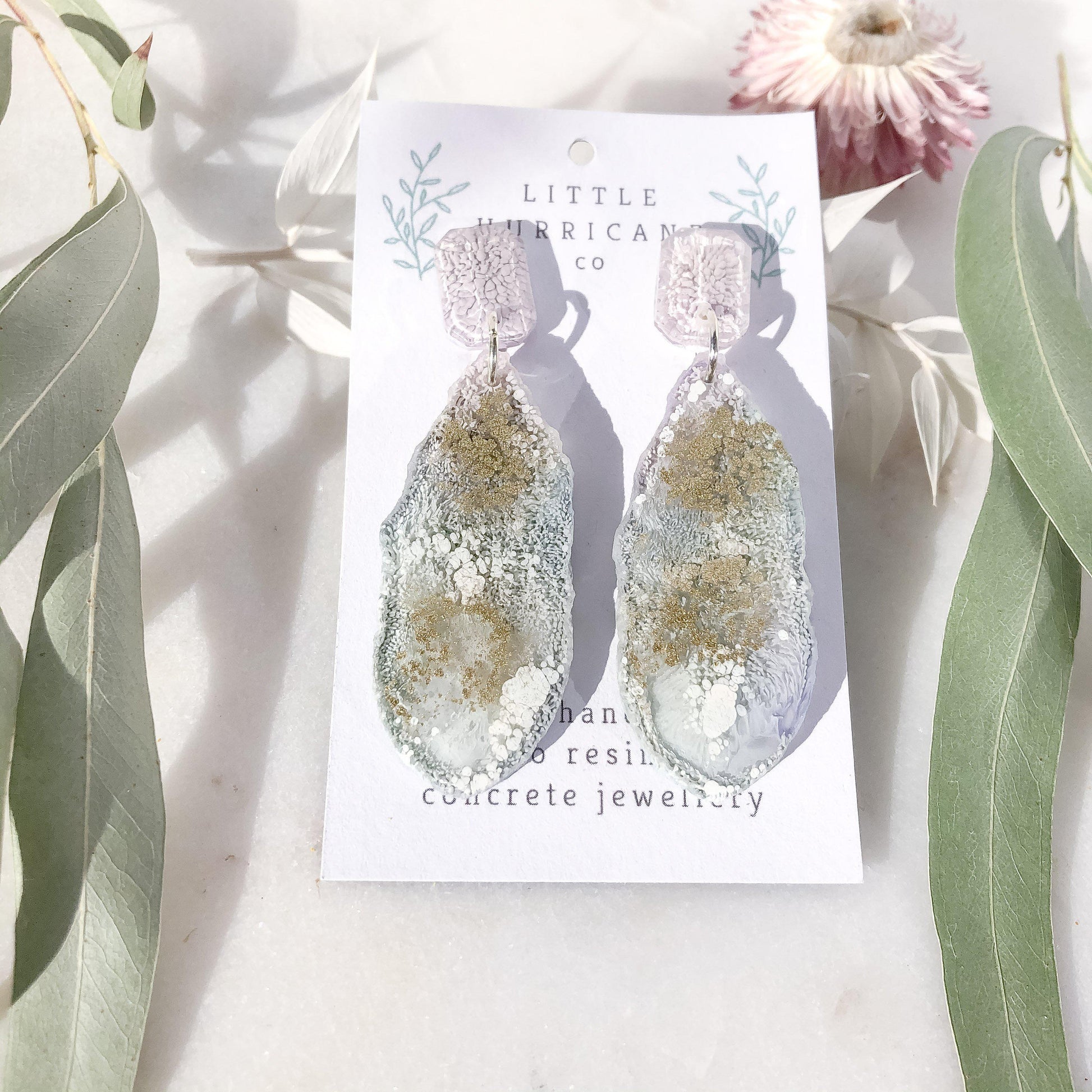 Lavender Golden Geode Dangles small - Little Hurricane Co