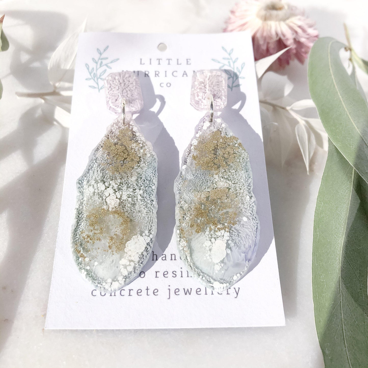 Lavender Golden Geode Dangles small - Little Hurricane Co