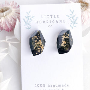 Midnight Gold Gem Studs - Little Hurricane Co