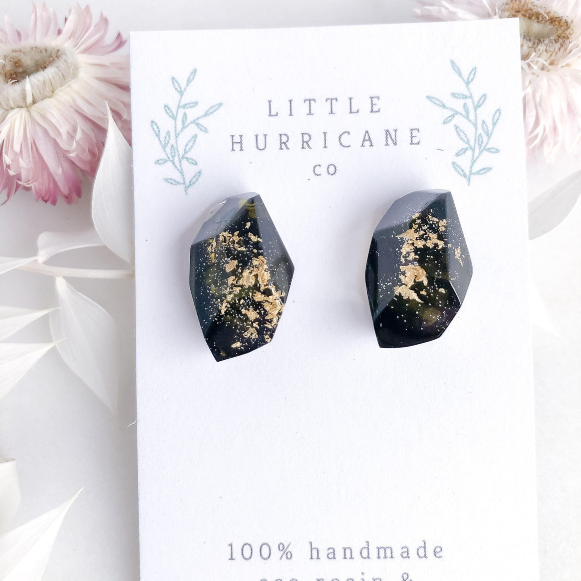 Midnight Gold Gem Studs - Little Hurricane Co