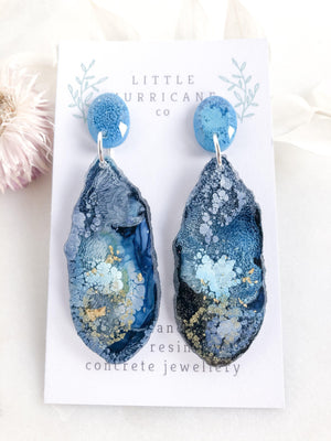 Midnight Ocean Geode Dangles small - Little Hurricane Co