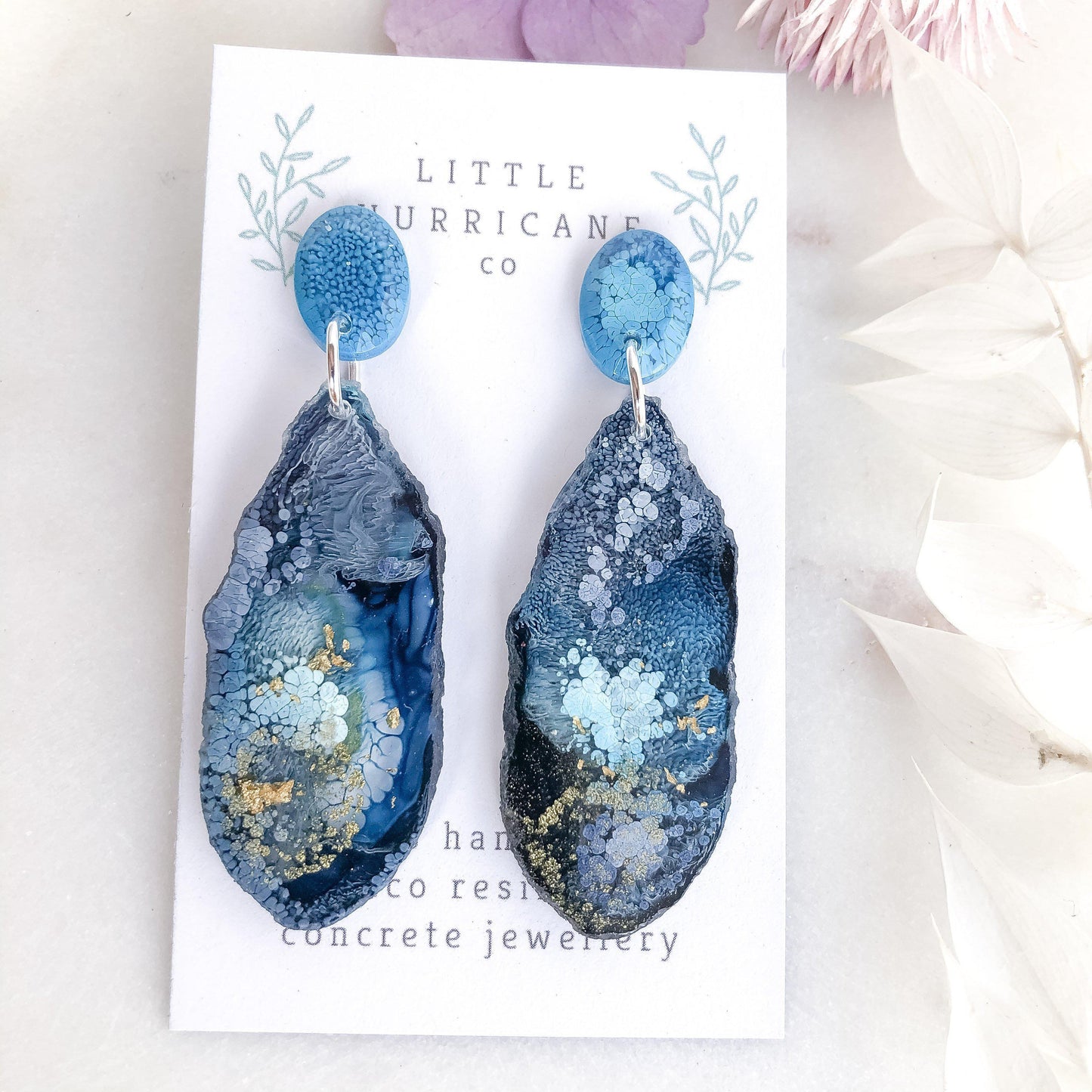 Midnight Ocean Geode Dangles small - Little Hurricane Co