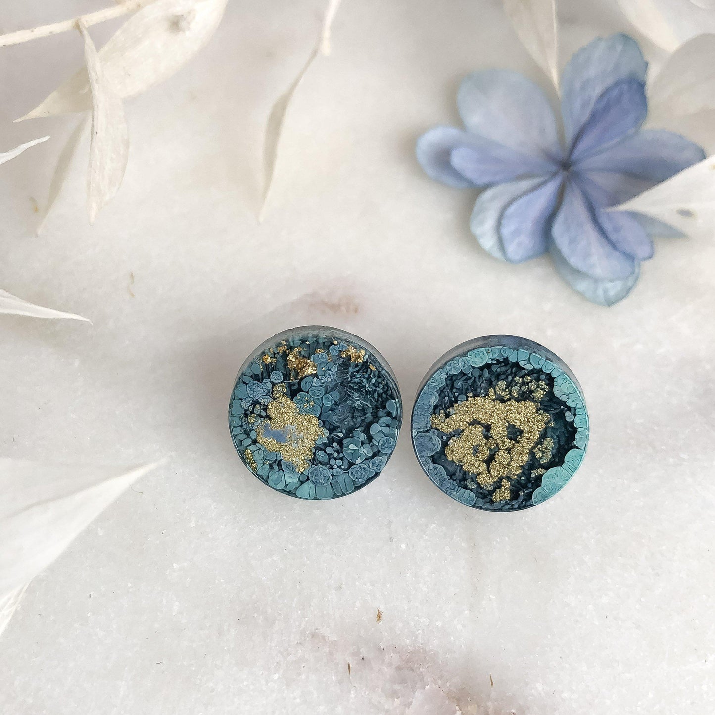 Midnight water - button studs - Little Hurricane Co