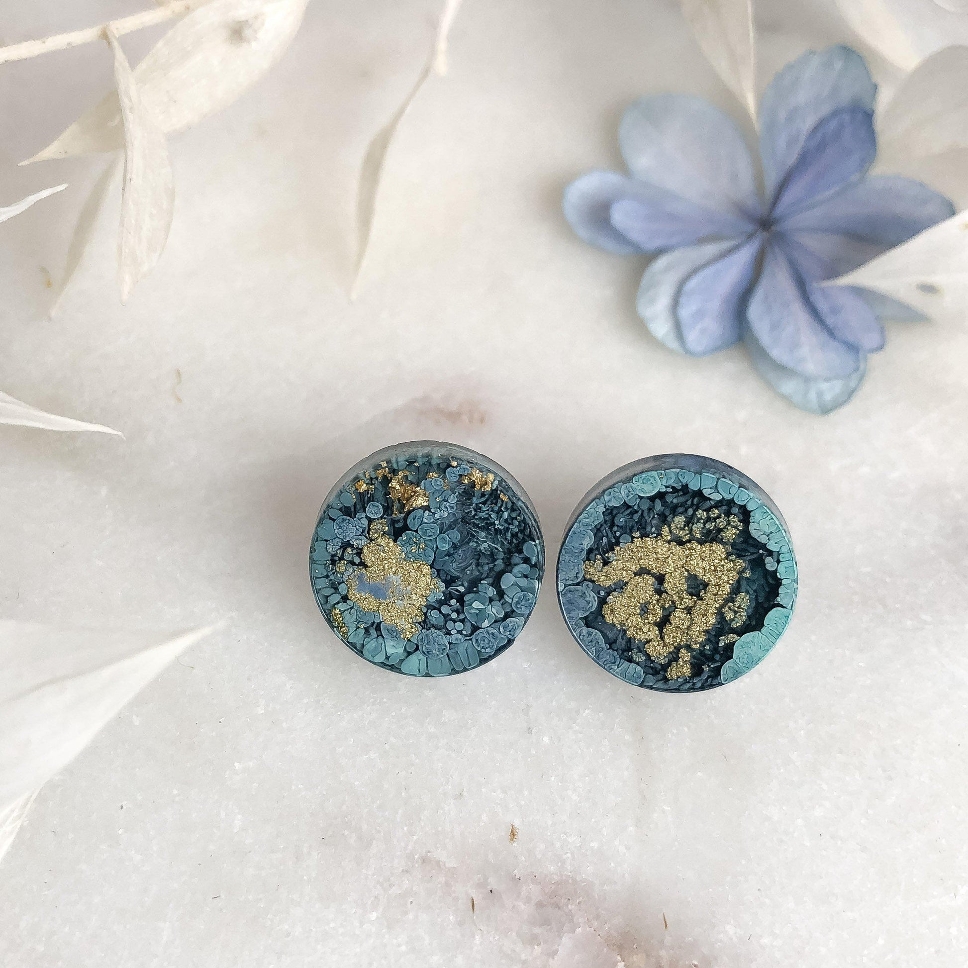 Midnight water - button studs - Little Hurricane Co