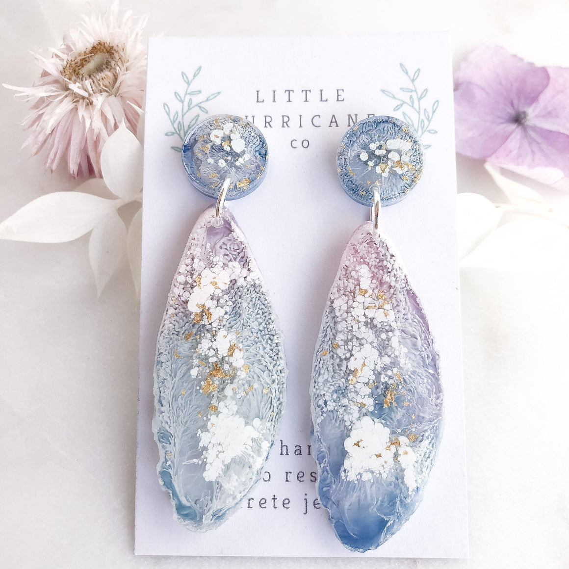 Pastel Blues Geode Dangles - Little Hurricane Co