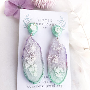 Pastel Jade Geode Dangles small - Little Hurricane Co