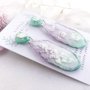 Pastel Jade Geode Dangles small - Little Hurricane Co