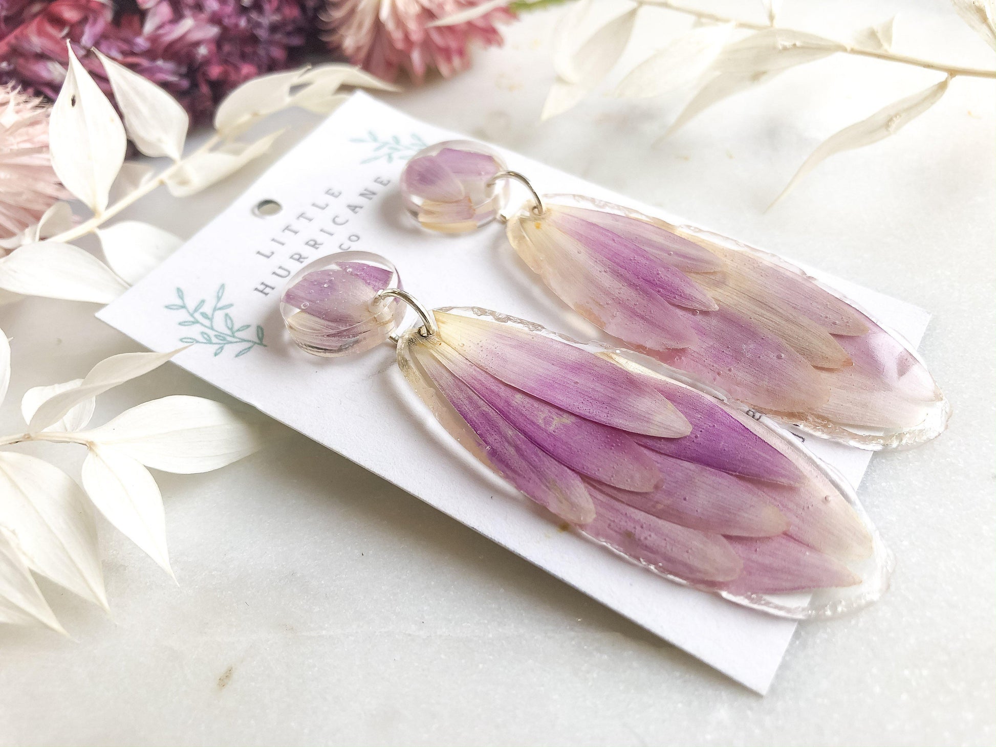 Pink Flower Feather Geode - Little Hurricane Co