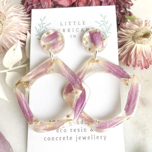 Pink Petals Dangle Hoops - Little Hurricane Co