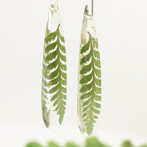 Smooth Teardrop Dangles - Little Fern & Gold Leaf - Little Hurricane Co