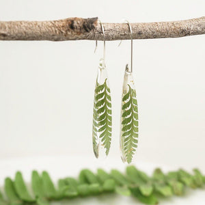 Smooth Teardrop Dangles - Little Fern & Gold Leaf - Little Hurricane Co