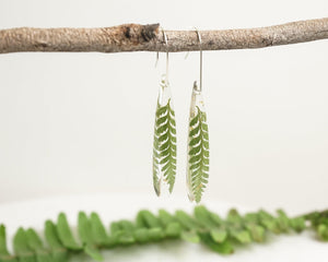 Smooth Teardrop Dangles - Little Fern & Gold Leaf - Little Hurricane Co