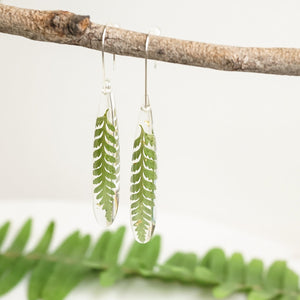 Smooth Teardrop Dangles - Little Fern & Gold Leaf - Little Hurricane Co