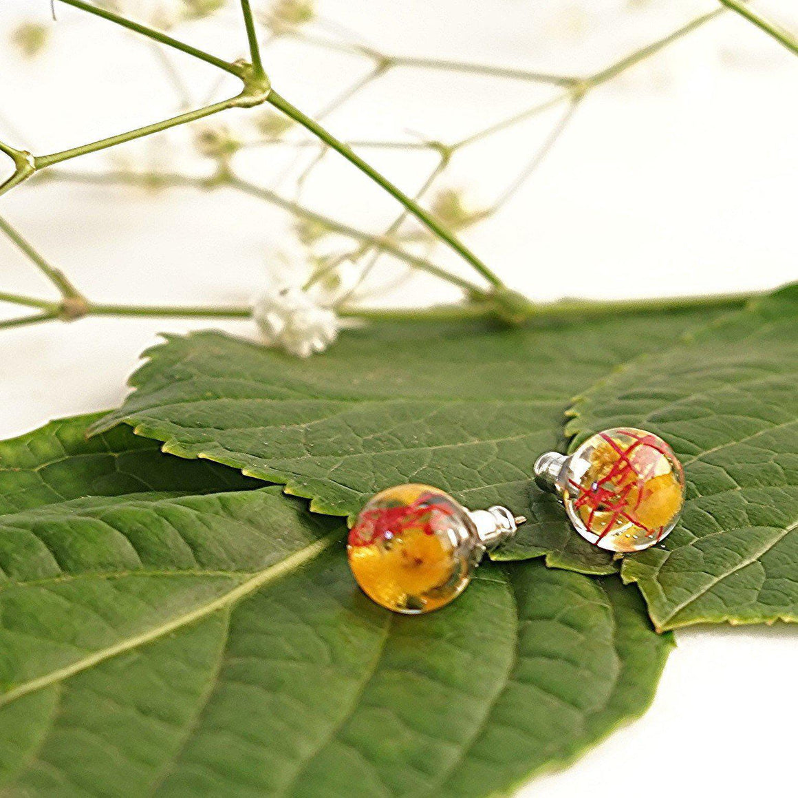 Sphere Studs - Golden Wattle & Gumnut Blossom - Little Hurricane Co