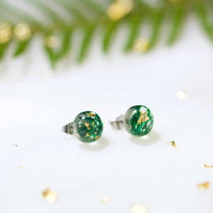 Sphere Studs - Moss & Gold Leaf - Little Hurricane Co