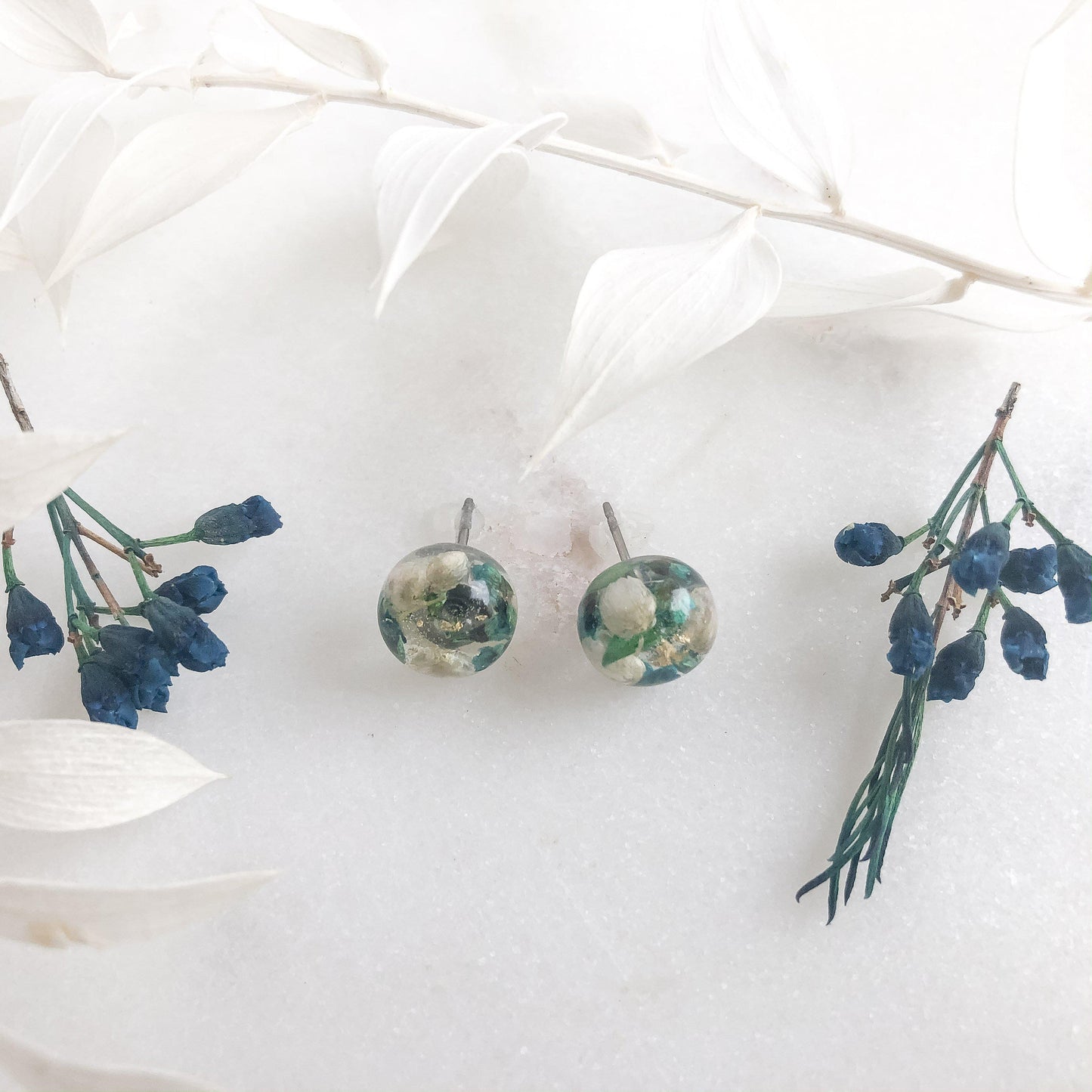 Sphere Studs - Rice Flower - Little Hurricane Co