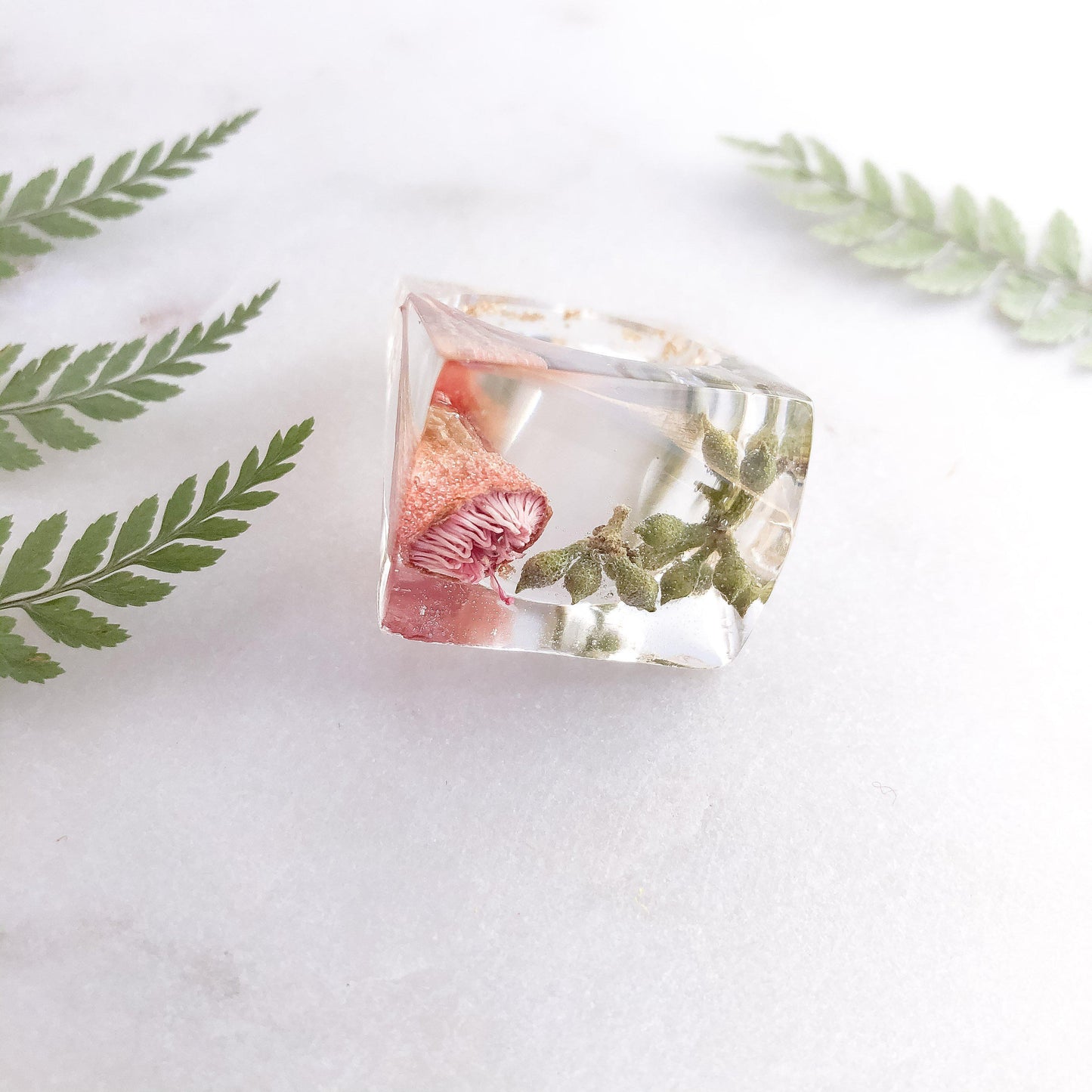 Super Statement Ring - Pink Gum & Greens - Little Hurricane Co