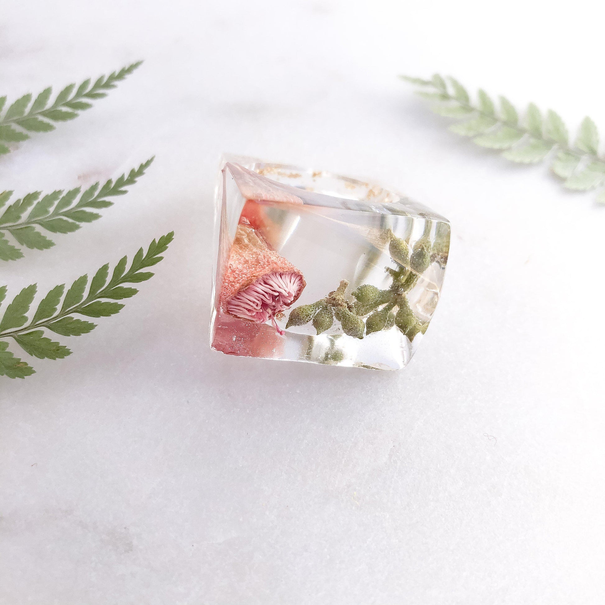 Super Statement Ring - Pink Gum & Greens - Little Hurricane Co