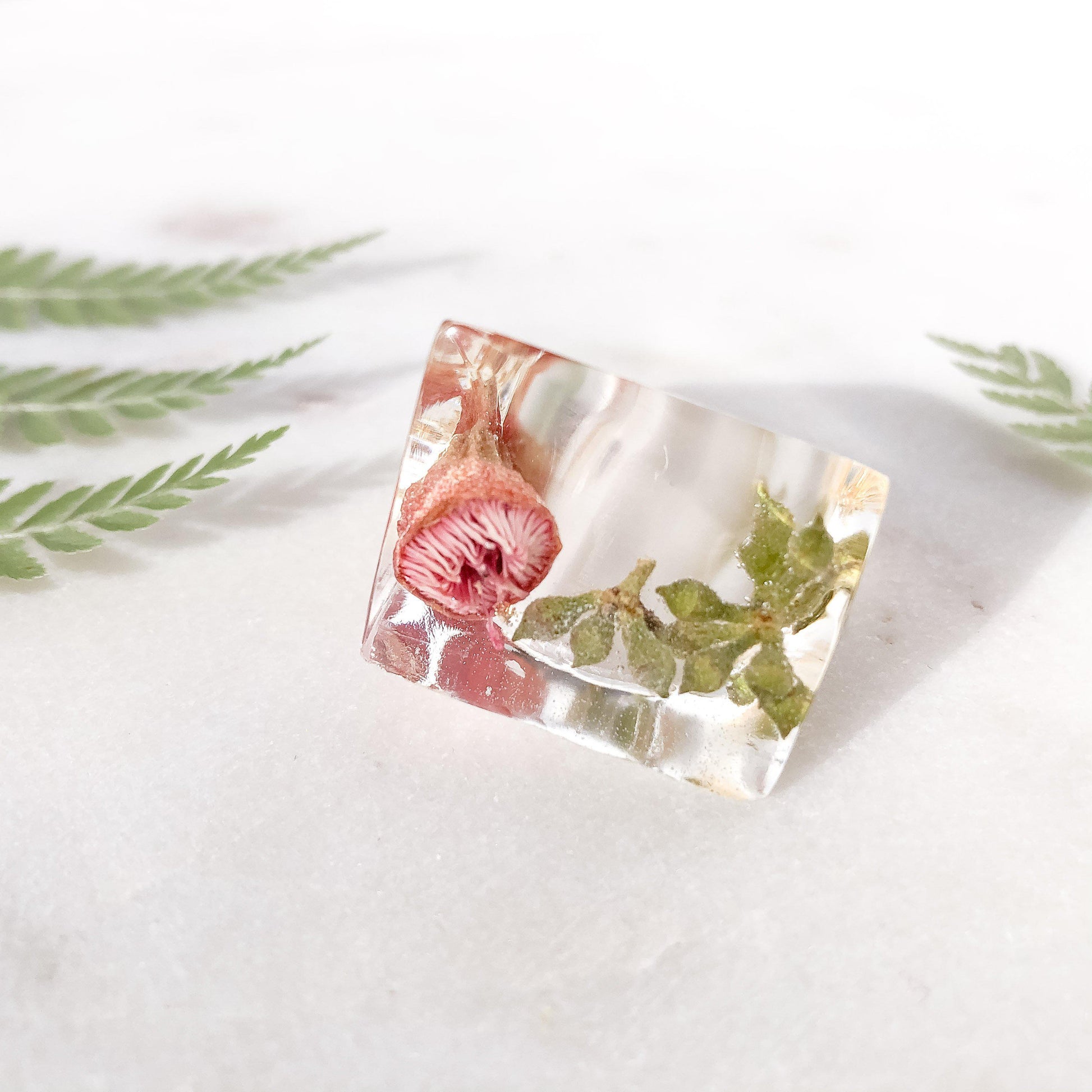 Super Statement Ring - Pink Gum & Greens - Little Hurricane Co