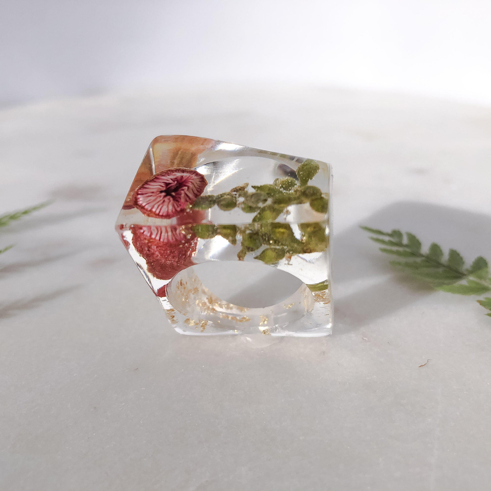 Super Statement Ring - Pink Gum & Greens - Little Hurricane Co