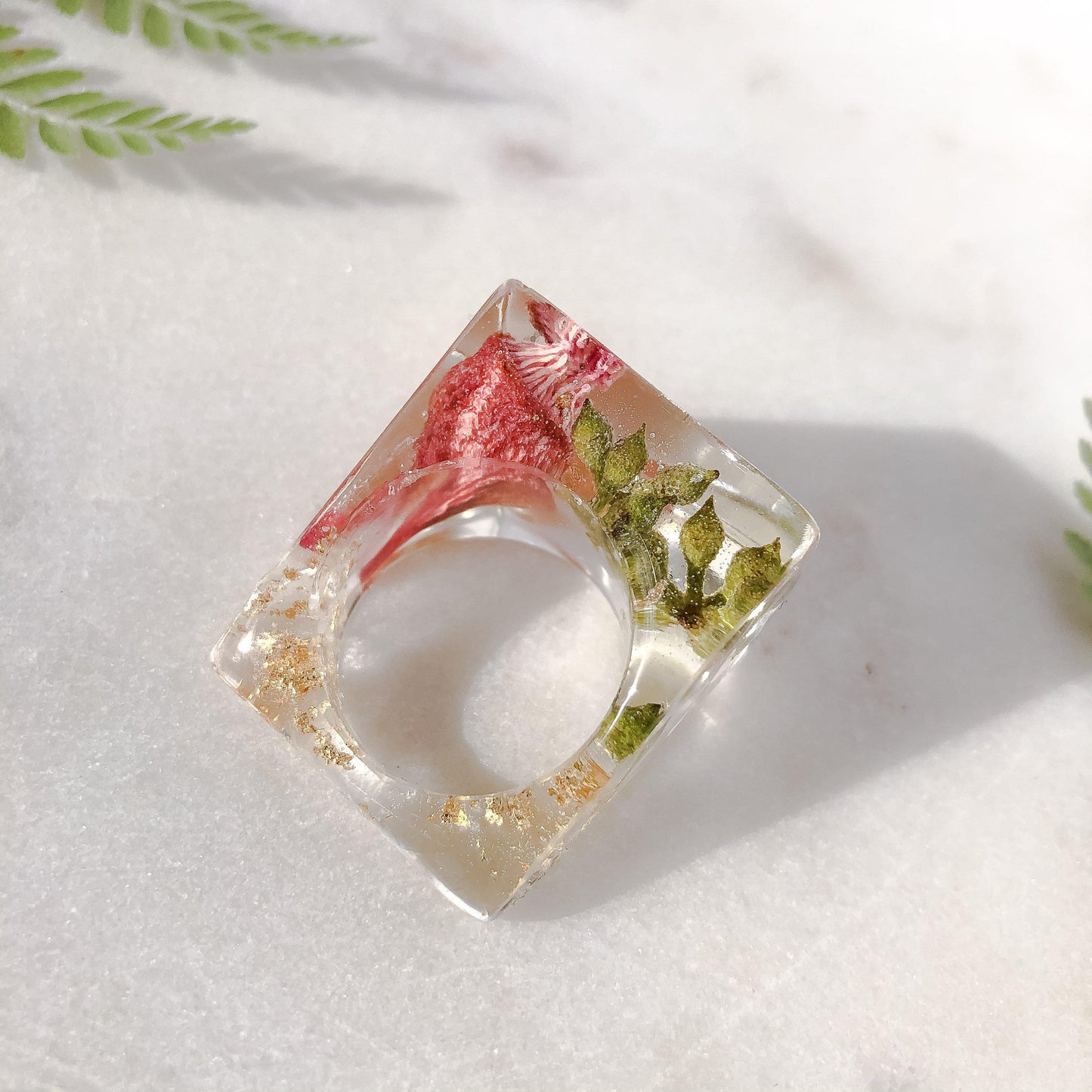 Super Statement Ring - Pink Gum & Greens - Little Hurricane Co