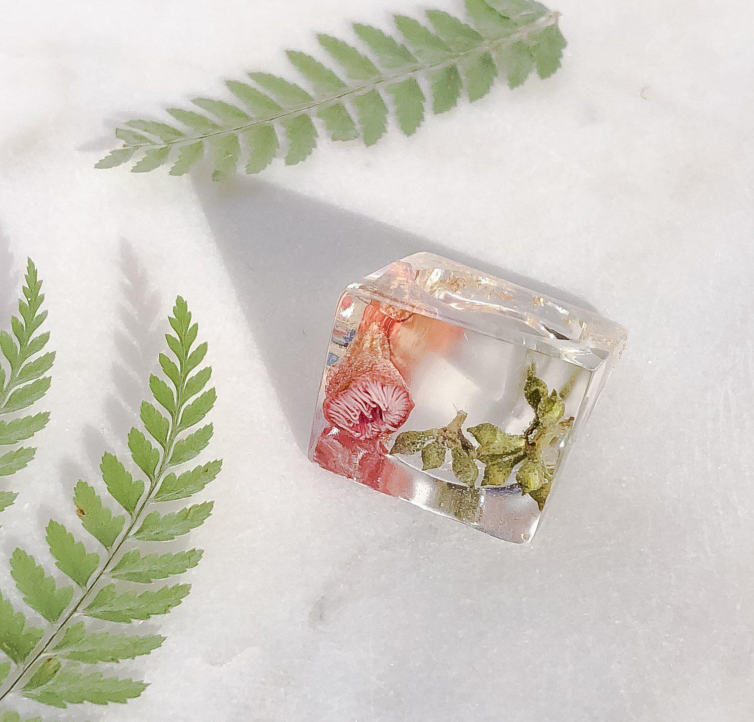 Super Statement Ring - Pink Gum & Greens - Little Hurricane Co