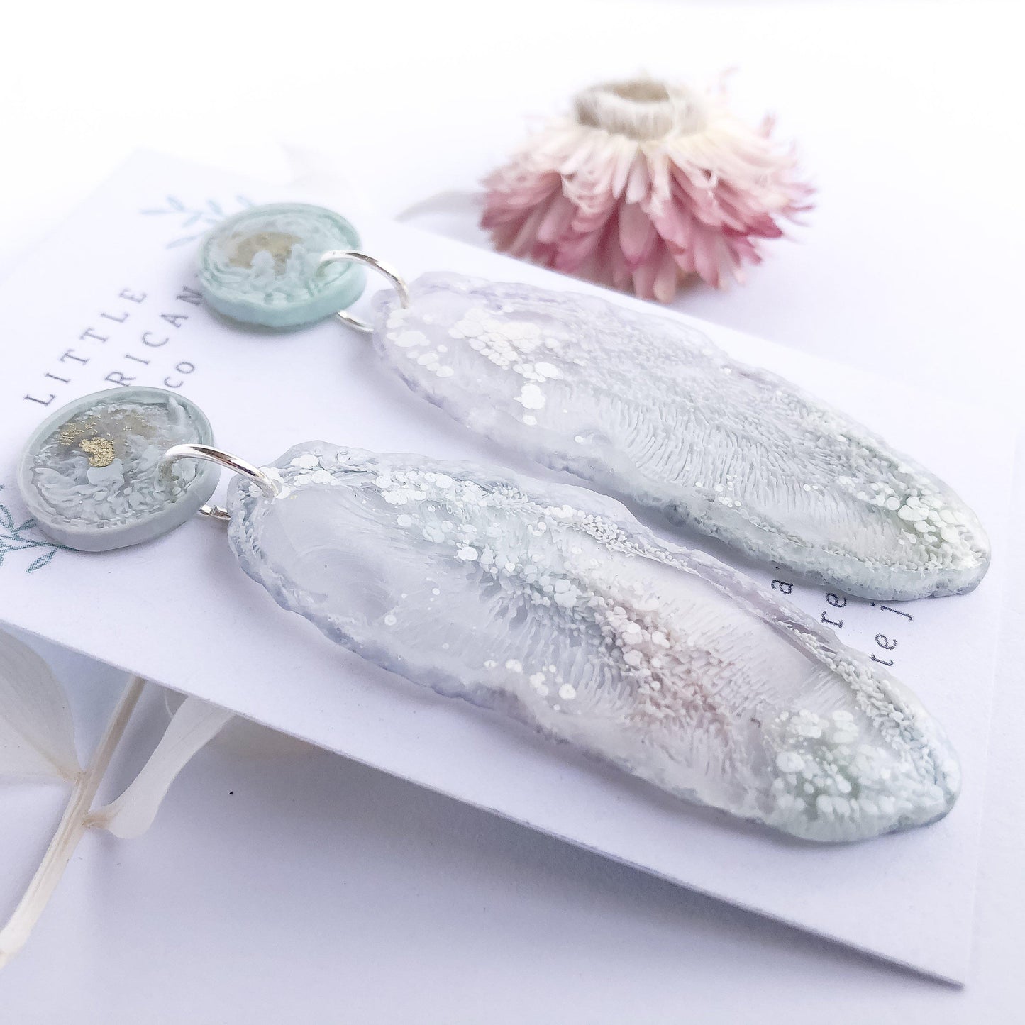 Unicorn Coral Geode Dangles - Little Hurricane Co