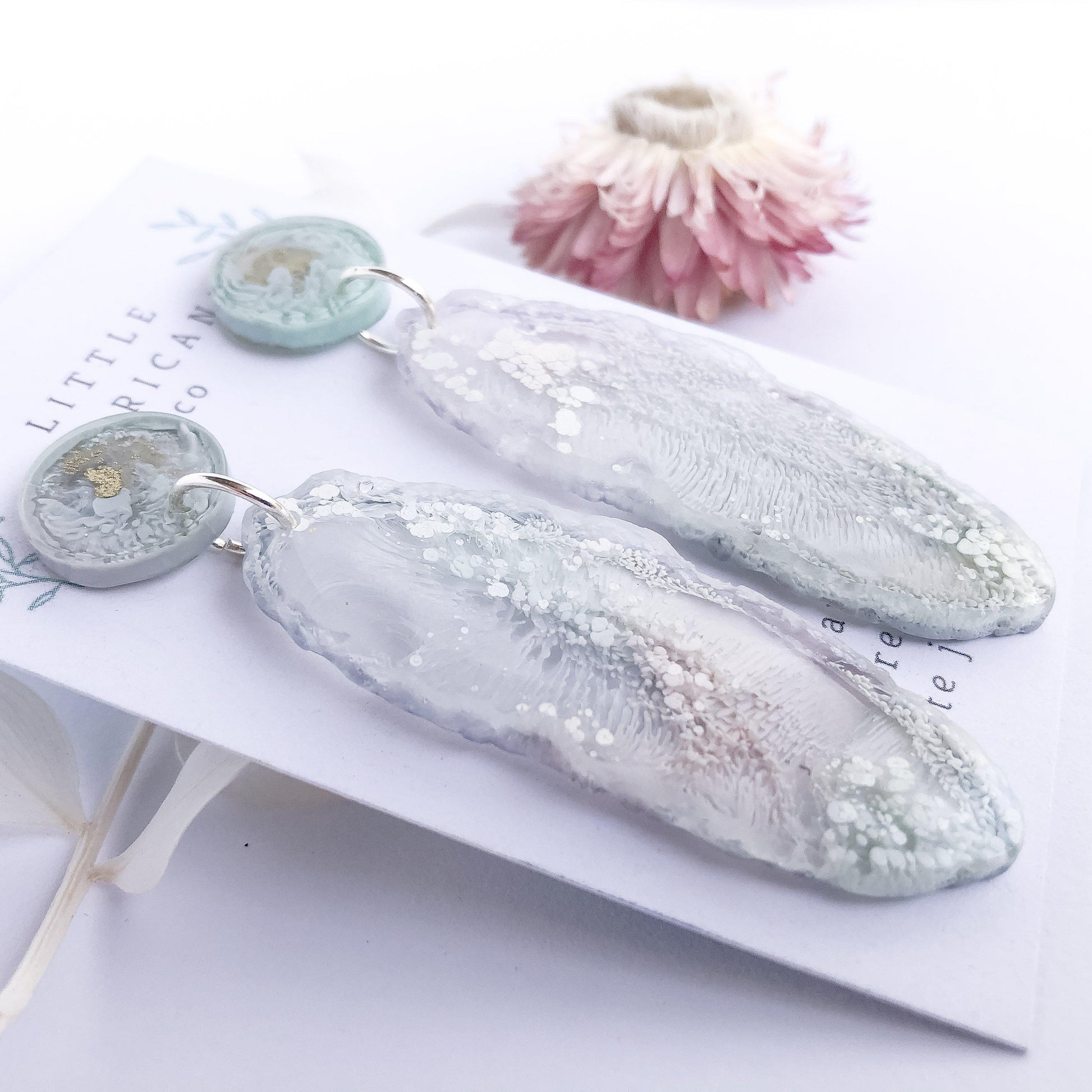 Unicorn Coral Geode Dangles - Little Hurricane Co