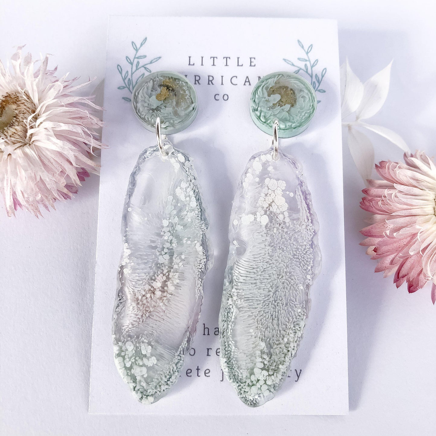 Unicorn Coral Geode Dangles - Little Hurricane Co