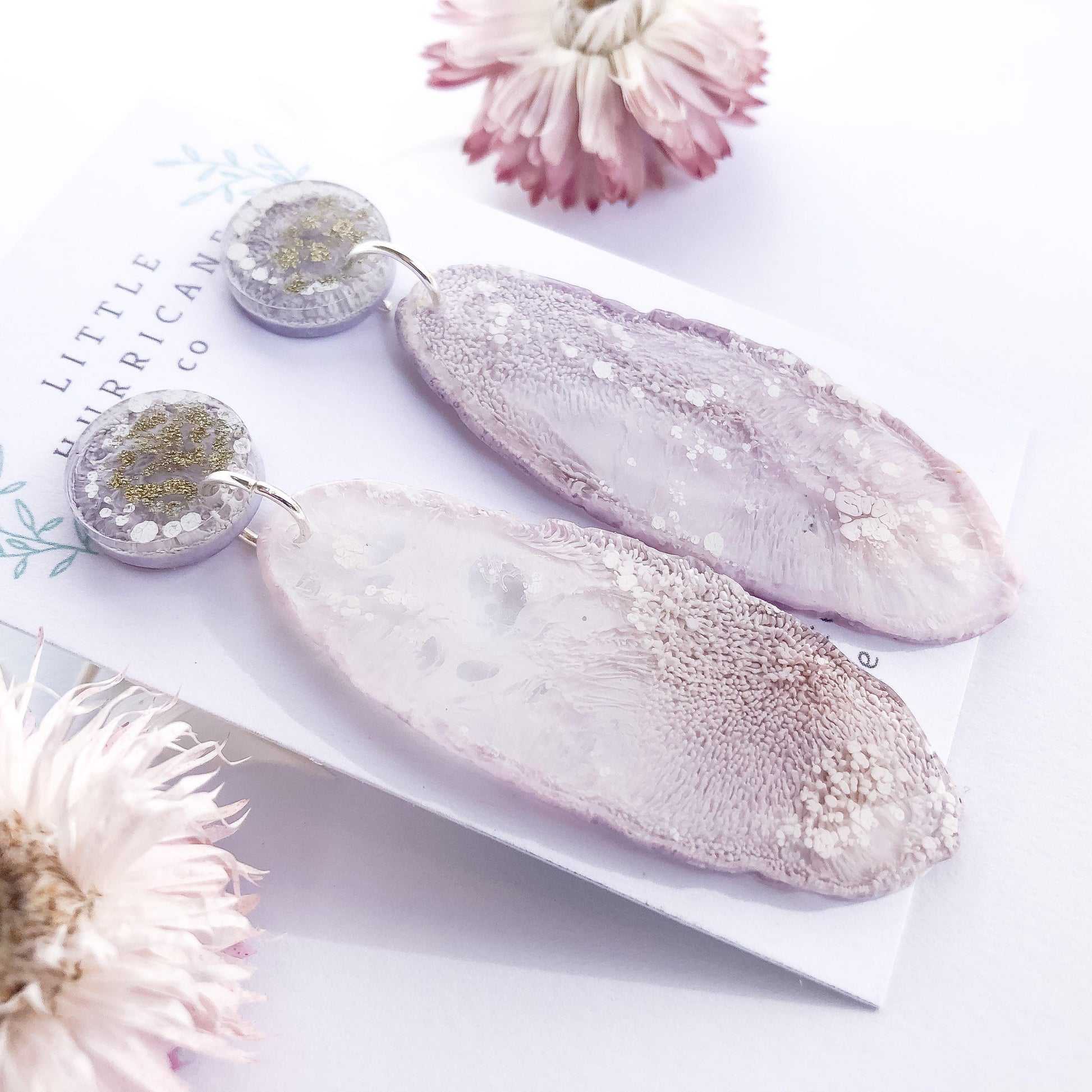 Vintage Pink Geode Dangles - Little Hurricane Co